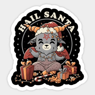 Hail Santa Funny Cute Evil Christmas Baphomet Sticker